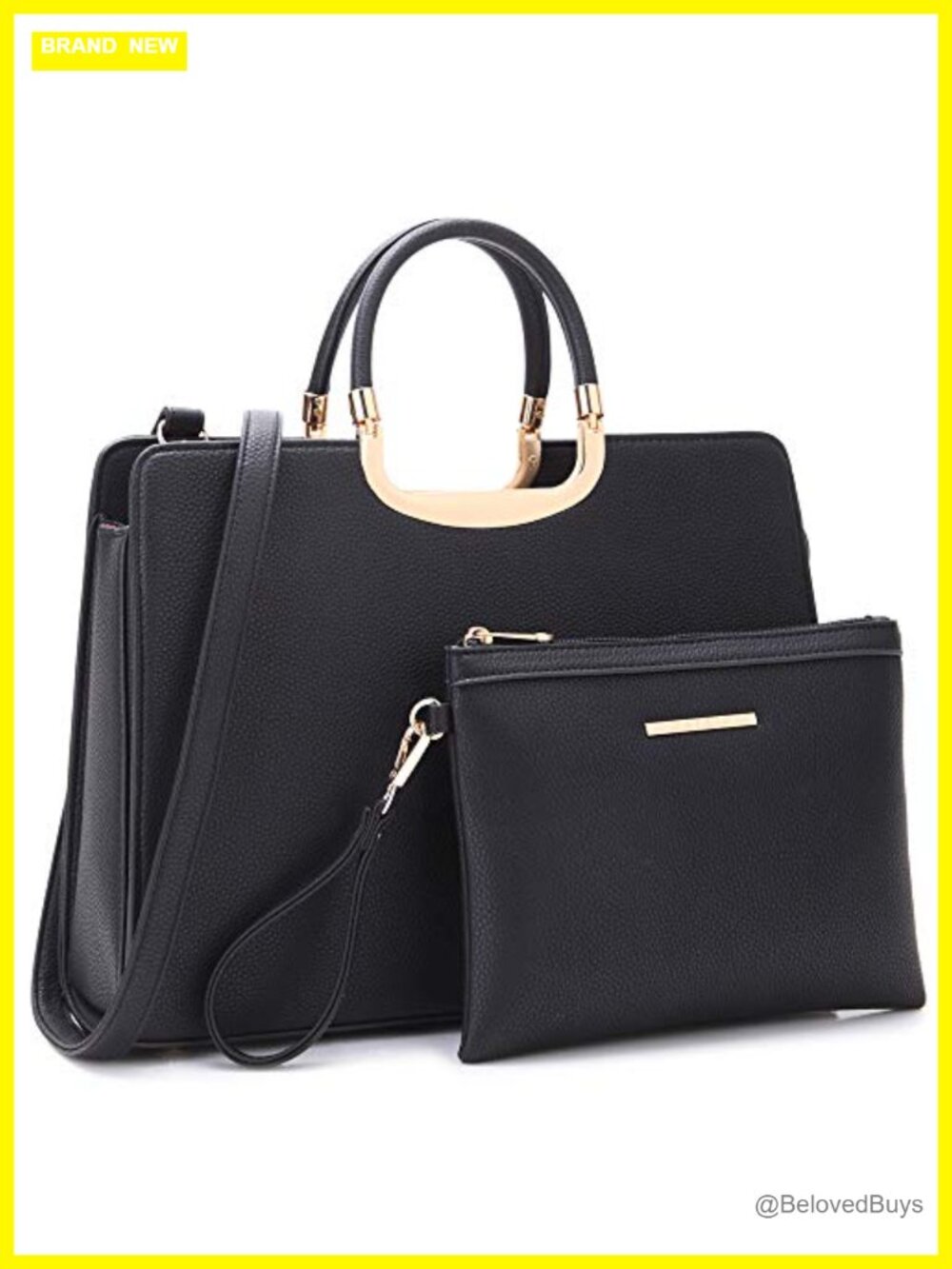 Vegan Leather Satchel Handbag with Matching Wallet, Work Tote Purse